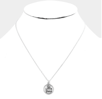 iBbeautiful make a wish necklace.  Silver necklace engraved with be brave in a cute little cotton pouch